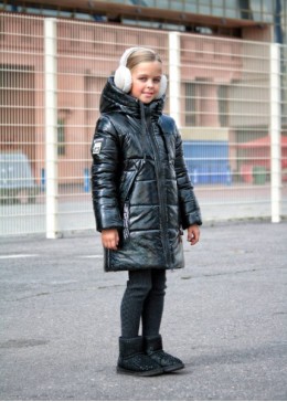 Happy Family чорне зимове пальто-пуховик для дівчинки Джессіка